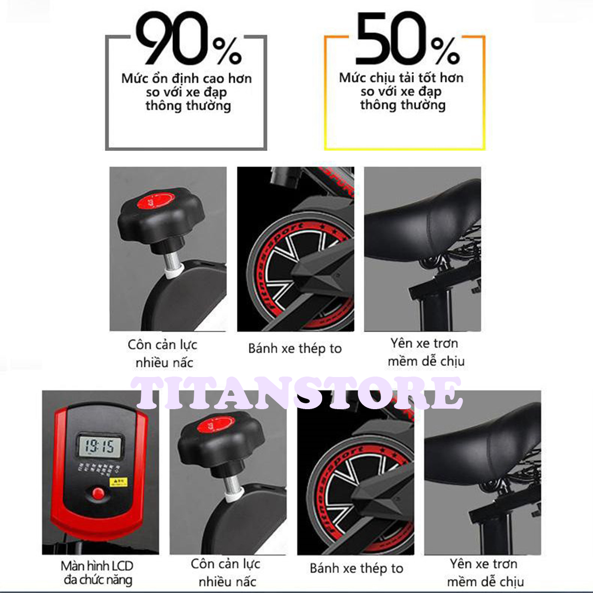 Xe Đạp Thể Dục Tại Nhà - Xe Tập Gym Tại Nhà - Kiểu dáng thể thao, Chất liệu cao cấp, Màn hình LED đa năng, Khung Thép Chắc Chắc, Không Gây Tiếng Ồn.