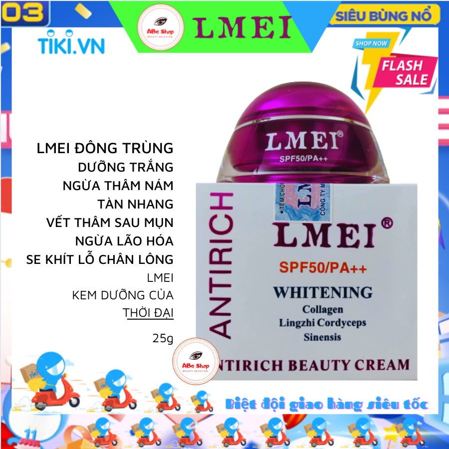 Kem LMEI Linh Chi - Đông Trùng - Collagen 25g - Dưỡng Trắng - Chống Lão Hóa - Giảm Nếp Nhăn - Ngừa Thâm Nám
