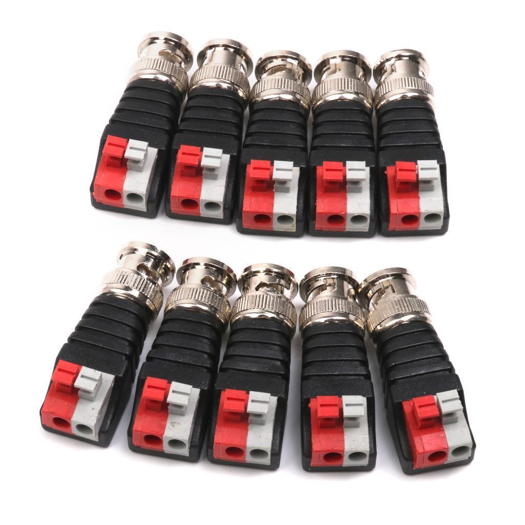 10pcs Coaxial CCTV Male BNC Video Balun Adapter Press Connectors