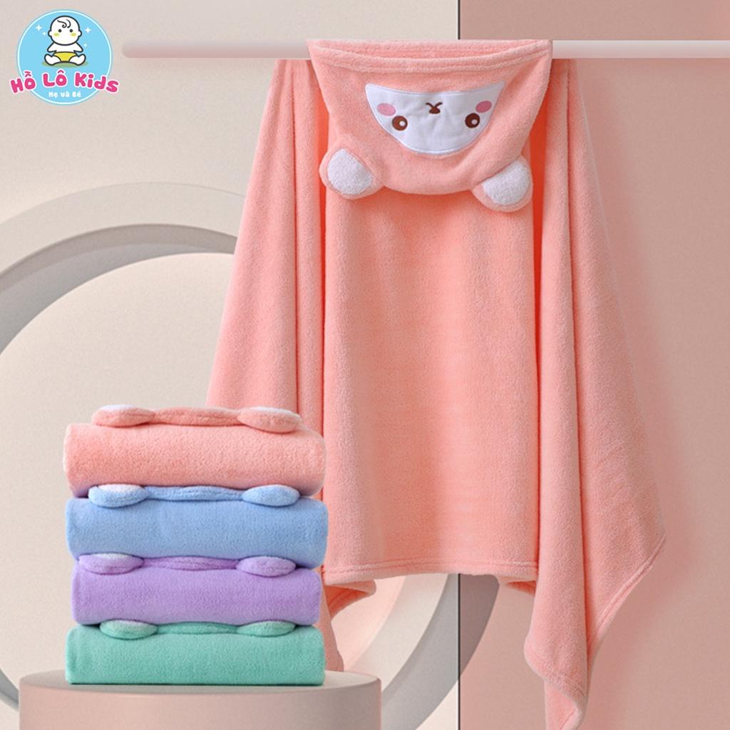 Áo choàng tắm khăn tắm cho bé cotton có mũ lông cừu dày dặn thấm hút tốt Hồ Lô Kids