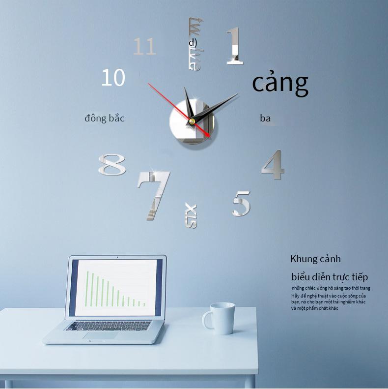 Phong cách mới nhất sáng tạo Châu Âu đồng hồ treo tường nhà diy3D trang trí ba chiều đồng hồ kỹ thuật số acrylic gương dán tường đồng hồ treo tường JCY40