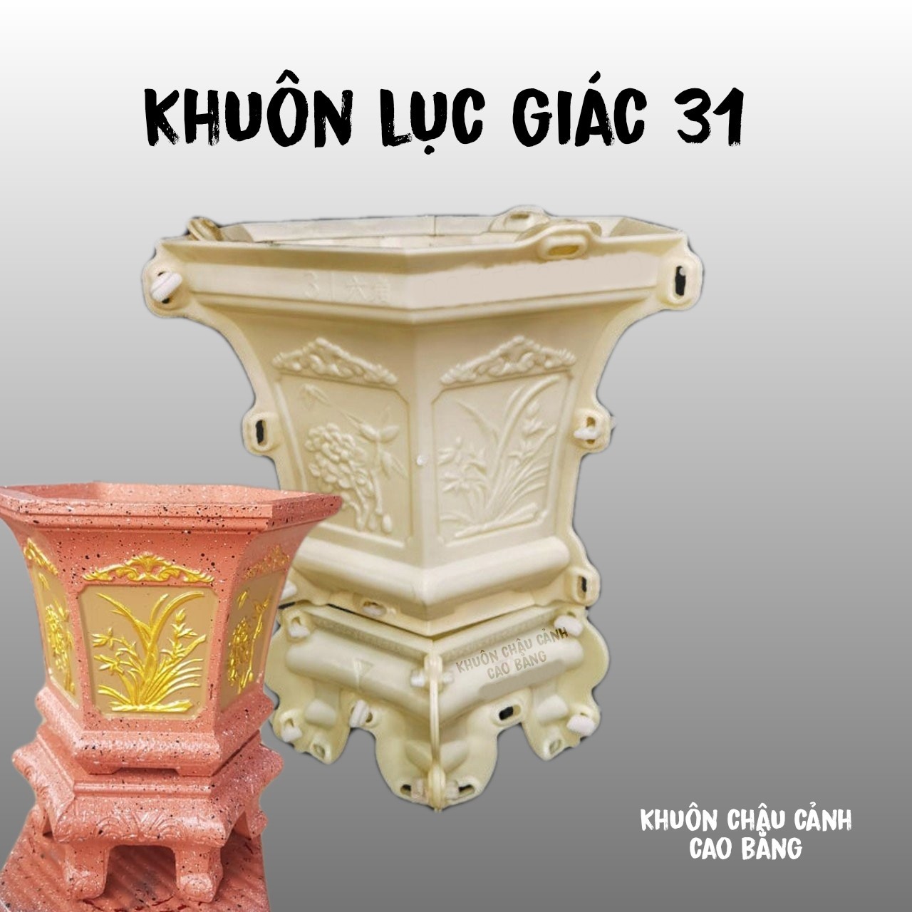 Khuôn đúc chậu cảnh lục giác 31 và chân đôn
