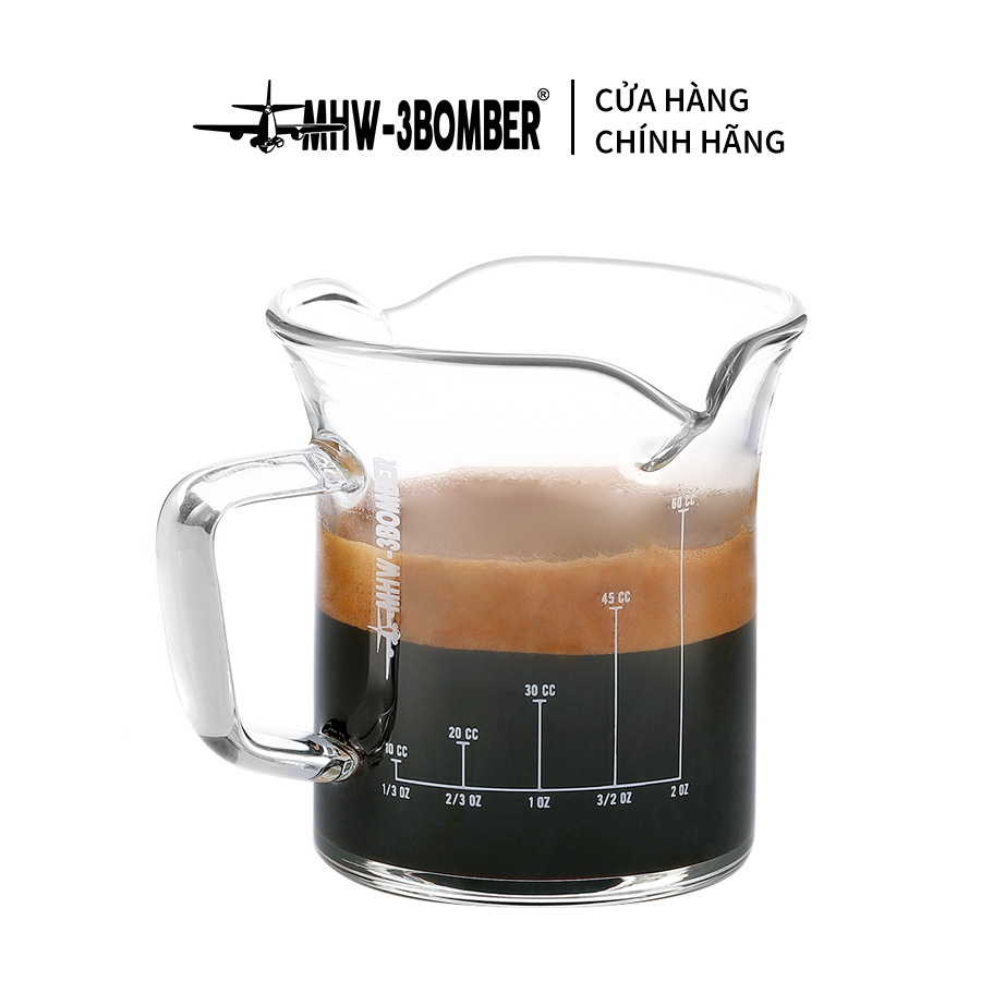 Cốc Thủy Tinh Đong Cà Phê Có Vạch Chia 80ml MHW-3BOMBER | DOUBLE SPOUTS