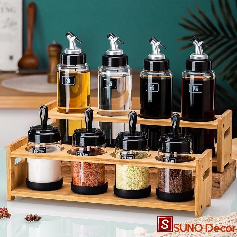 Kệ Gỗ Đựng Hũ Gia Vị, Giá Để Gia Vị, Chai Chiết Gia Vị Tiết Kiệm Diện Tích