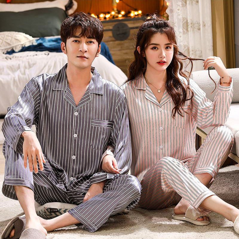 Đồ bộ Pyjama mặc nhà Nữ chất liệu phi bóng rũ mềm mại, sọc trẻ trung -88217
