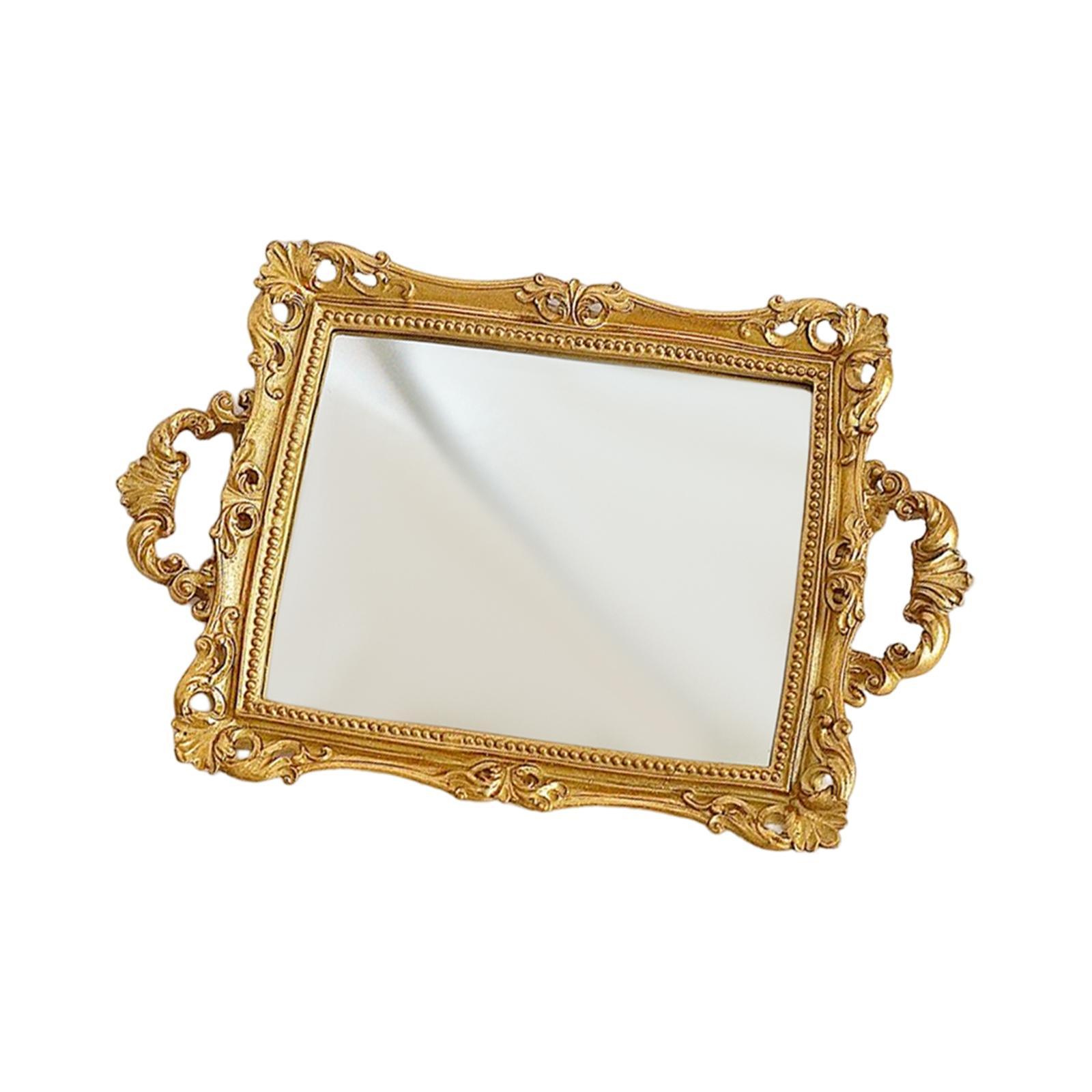 Ornate Vanity Mirror Tray Makeup Organizer Cosmetic Perfume Storage Rectangle Vanity Tray Jewelry Display Multipurpose Home Decoration