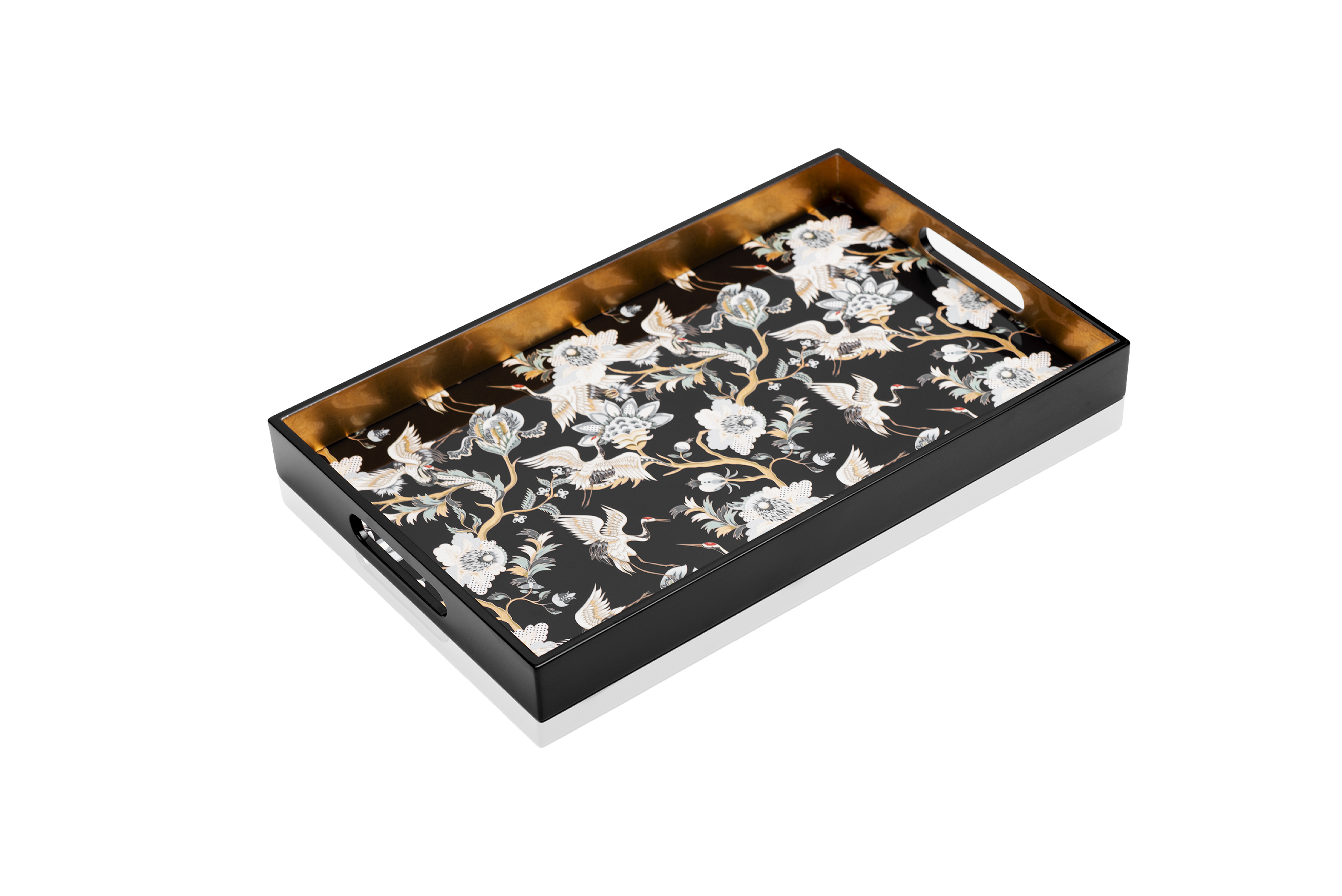 KHAY SƠN MÀI - Họa tiết chim hạc 25x40cm