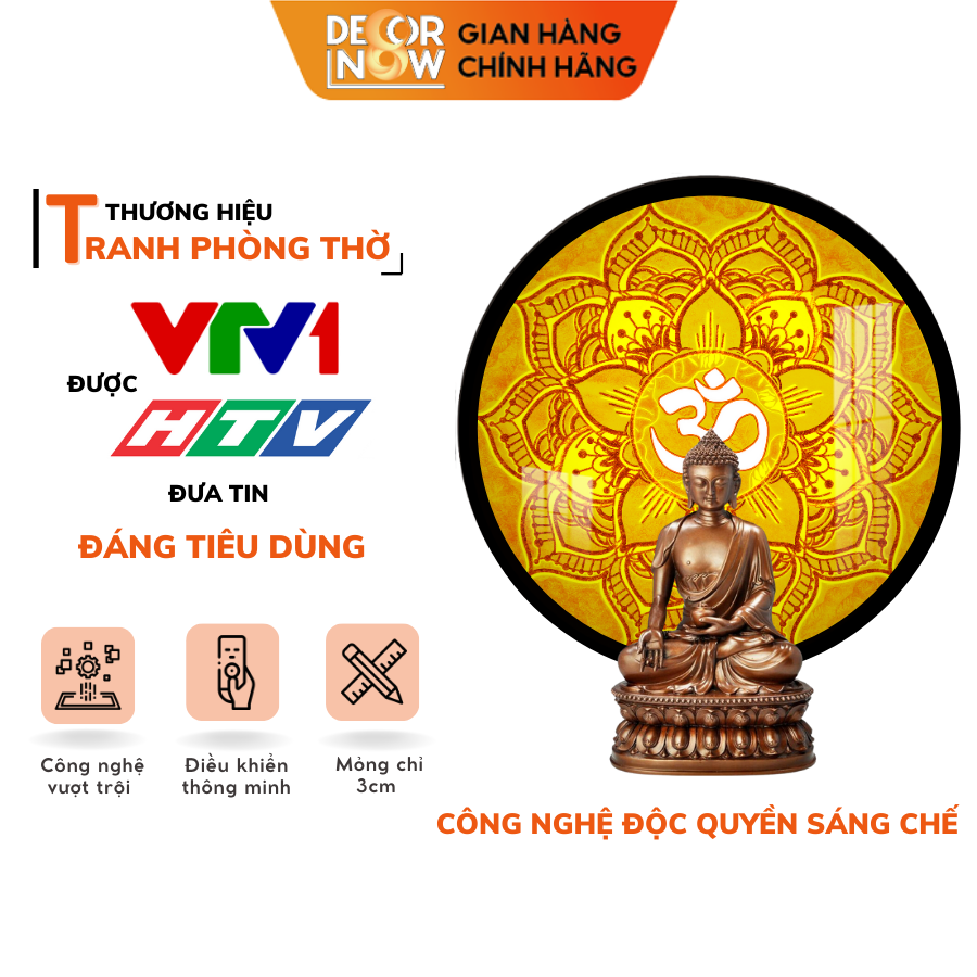 Đèn Hào Quang Phật In Tranh Trúc Chỉ DECORNOW 30,40 cm, Trang Trí Ban Thờ, Hào Quang Trúc Chỉ HÌNH CHỮ DCN-TC27