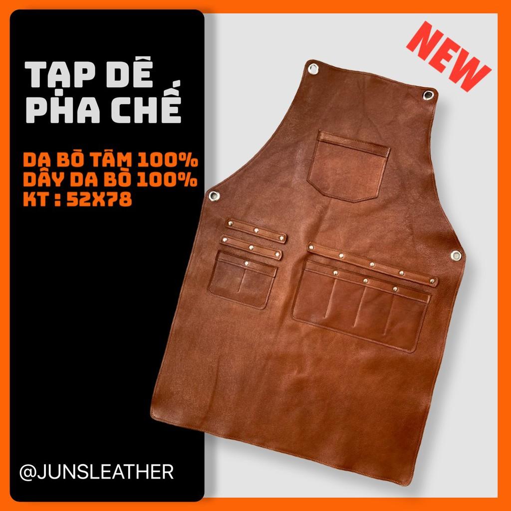 TẠP DỀ PHA CHẾ TẠP DỀ DA BÒ CAO CẤP của Junsleather dành cho Barista và Bartender Cam kết da thật 100% )