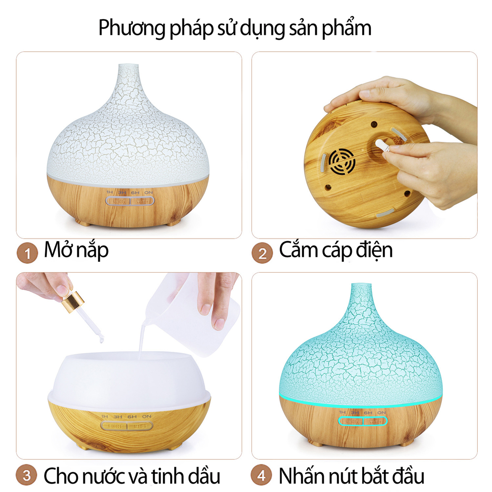 MÁY KHUẾCH TÁN TINH DẦU CỔ CAO VÂN RẠNG CAO CẤP CHUYÊN DỤNG - MÁY XÔNG TINH DẦU PHUN SƯƠNG, GIÚP TỎA HƯƠNG TINH DẦU, THƯ GIẢN, THÍCH HỢP DÙNG CHO PHÒNG LỚN - TẶNG 3 CHAI 5ML TINH DẦU SẢ CHANH, BẠC HÀ, OẢI HƯƠNG