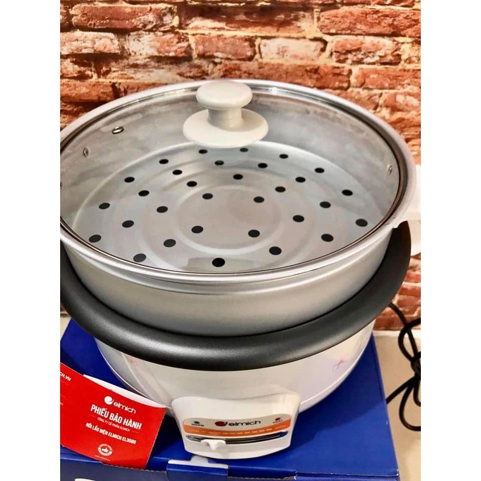 Nồi lẩu, hấp điện đa năng Elmich EL-3566 dung tích 3.5L tặng kèm xửng hấp bảo hành 2 tháng