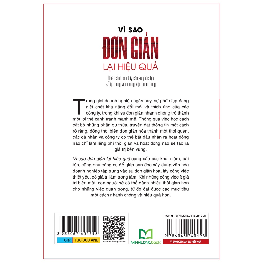 Sách - Vì Sao Đơn Giản Lại Hiệu Quả - Xây Dựng Văn Hóa Doanh Nghiệp (ML)