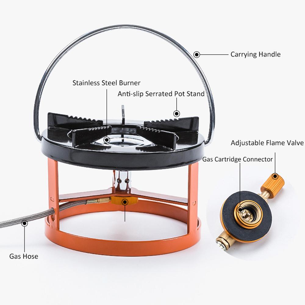 2700W Camping Gas Stove Portable Outdoor Cooking Stove Gas Burner Mobile Kitchen for Camping Hiking Backpacking Picnic