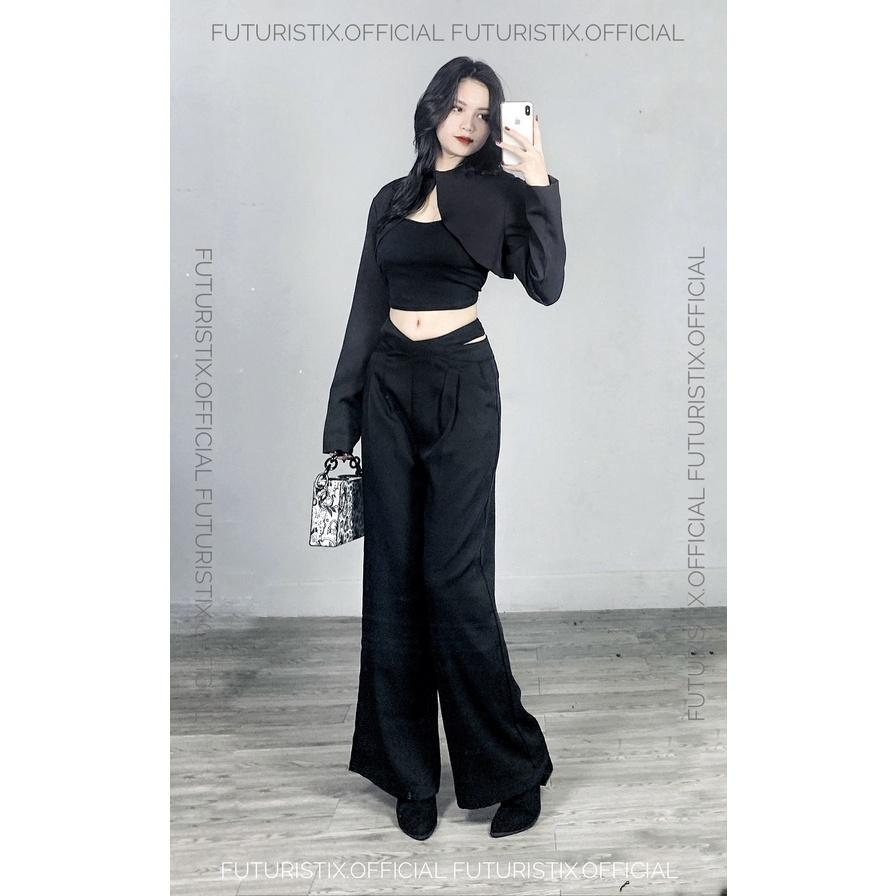Quần Suông Ống Rộng Nữ Cutout Cạp ,Phong Cách Hàn Quốc FuturistiX Q106