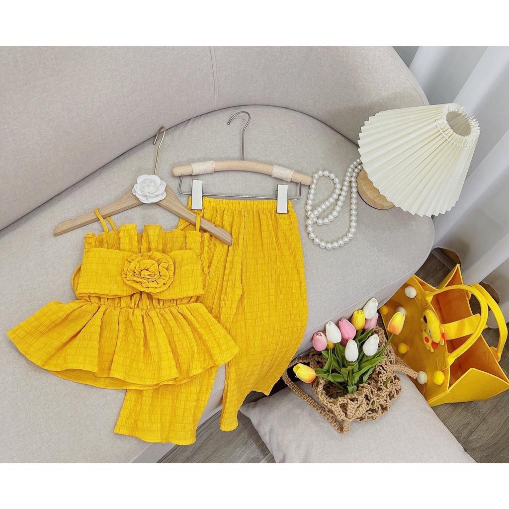 Đồ bộ hai dây cho bé gái đính hoa ngực điệu đà từ 12-40kg hàng thiết kế cao cấp