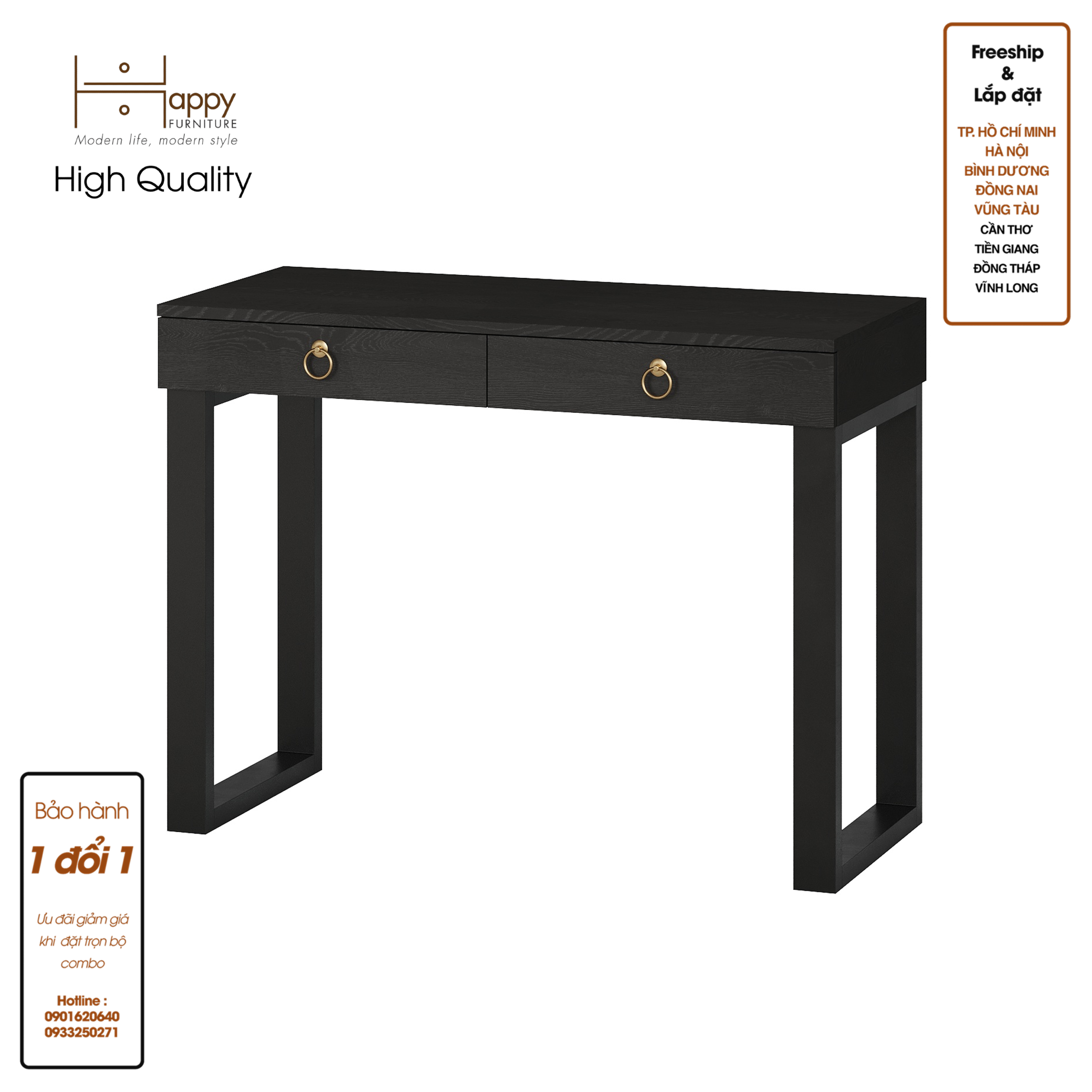 [Happy Home Furniture] WESLEY, Bàn trang điểm chân sắt - 2 ngăn kéo,  100cm x 45cm x 75cm ( DxRxC), BAN_011