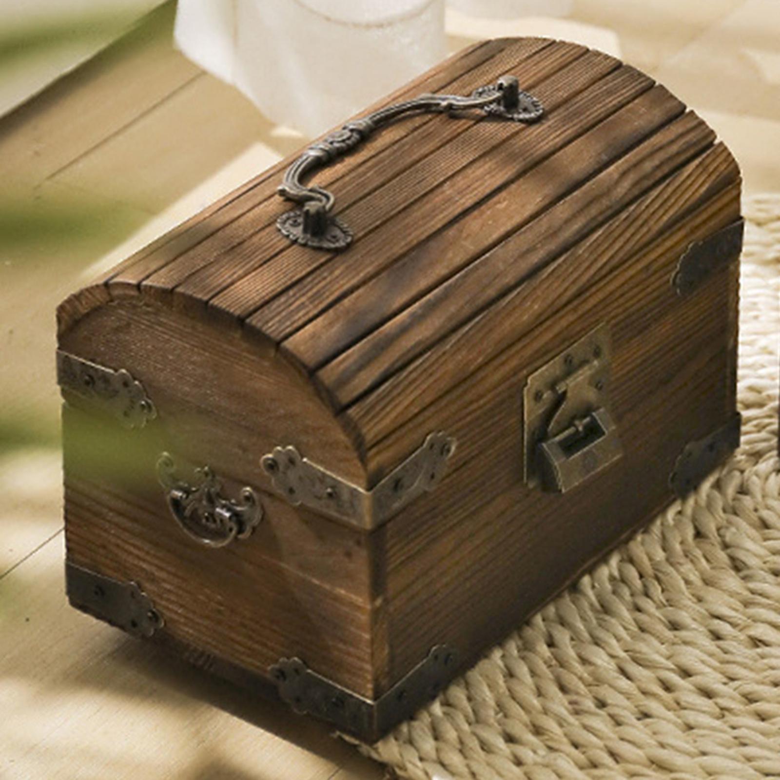 Wood Piggy Bank Decorative Wooden Box Decoration Unbreakable with Lock Coin Storage Case Cash Box Wooden Trinket Box for Children Girls