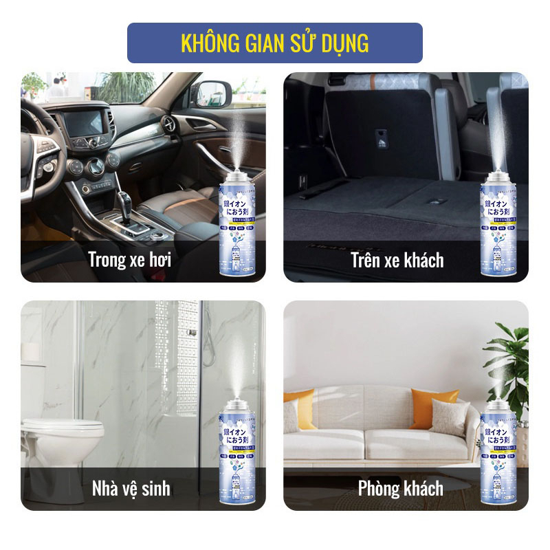 Xịt Khử Mùi Ion Bạc Công Nghệ Nhật Bản Khử Mùi Ô Tô, Tủ Quần Áo, Diệt Khuẩn Và Thanh Lọc Không Khí-200ML