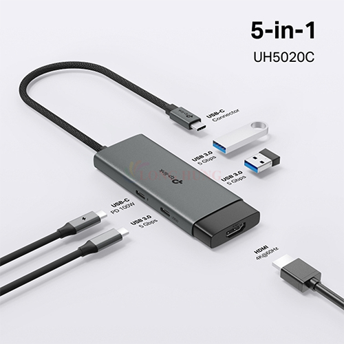 Cổng chuyển đổi TP-Link 5-in-1 USB-C UH5020C - Hàng chính hãng