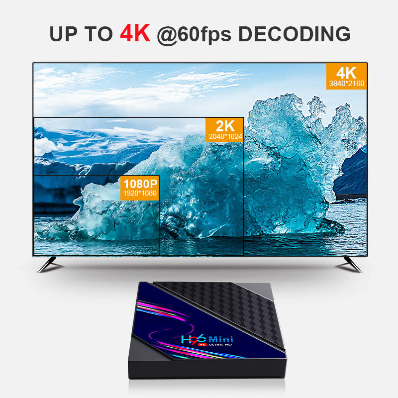 Android tv box Ram 1G, Rom 8G, xem phim HD 4K, hỗ trợ tiếng việt, hỗ trợ chức năng tìm kiếm giọng nói, thoải mái xem phim cùng người thân chính hãng H96miniv8