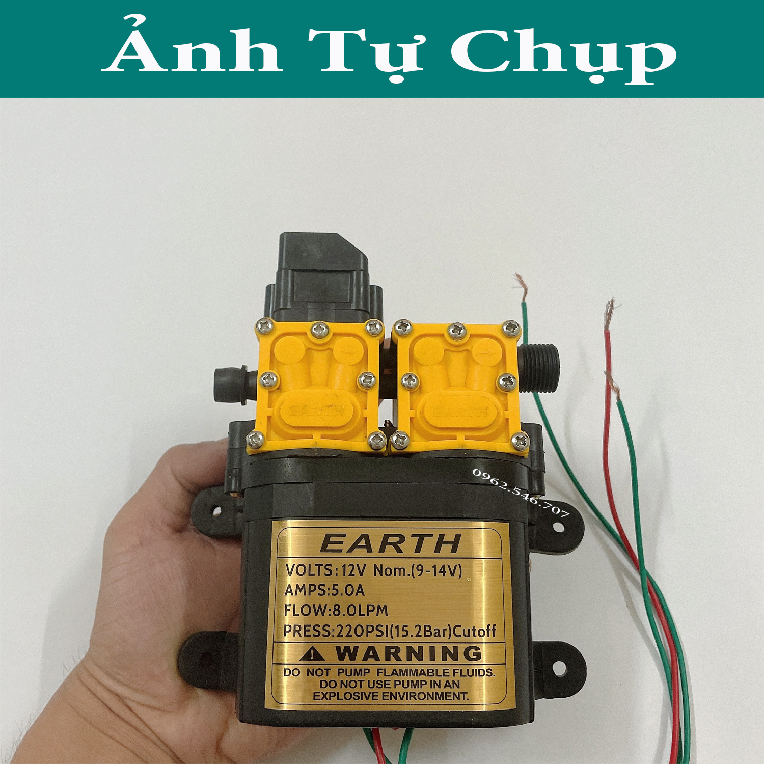 Máy bơm đôi 12V áp lực cao kèm nguồn adapter Sử dụng làm bộ phun sương tưới cây bộ rửa xe mini