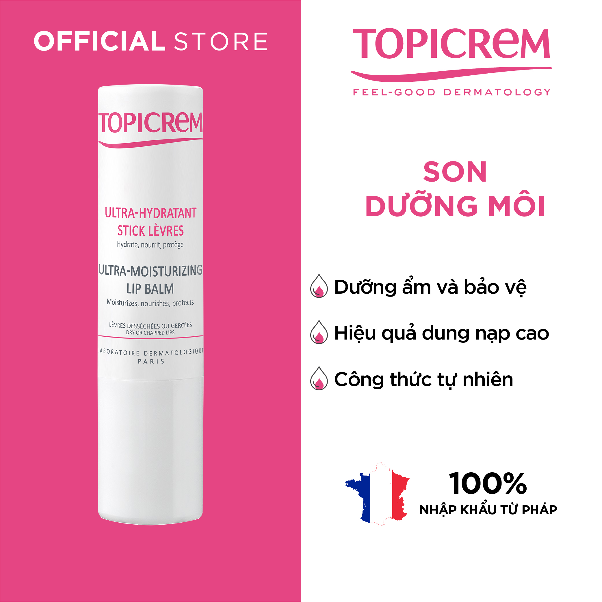 Son dưỡng môi - TOPICREM Ultra-Moisturizing Lip Balm - 4g