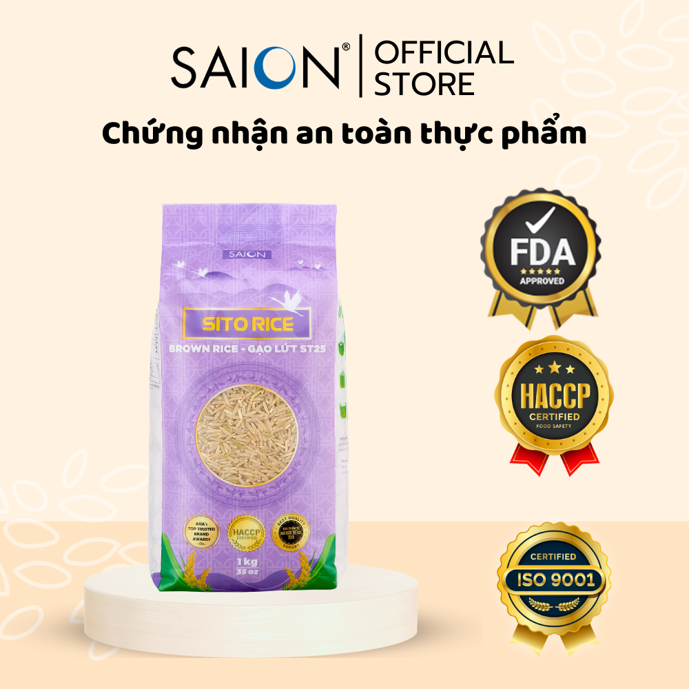 Combo 5 Túi Gạo Sito Lứt ST25 1kg Tặng 1 Túi Bún Gạo Lứt Vijoy 200g - Saion Official