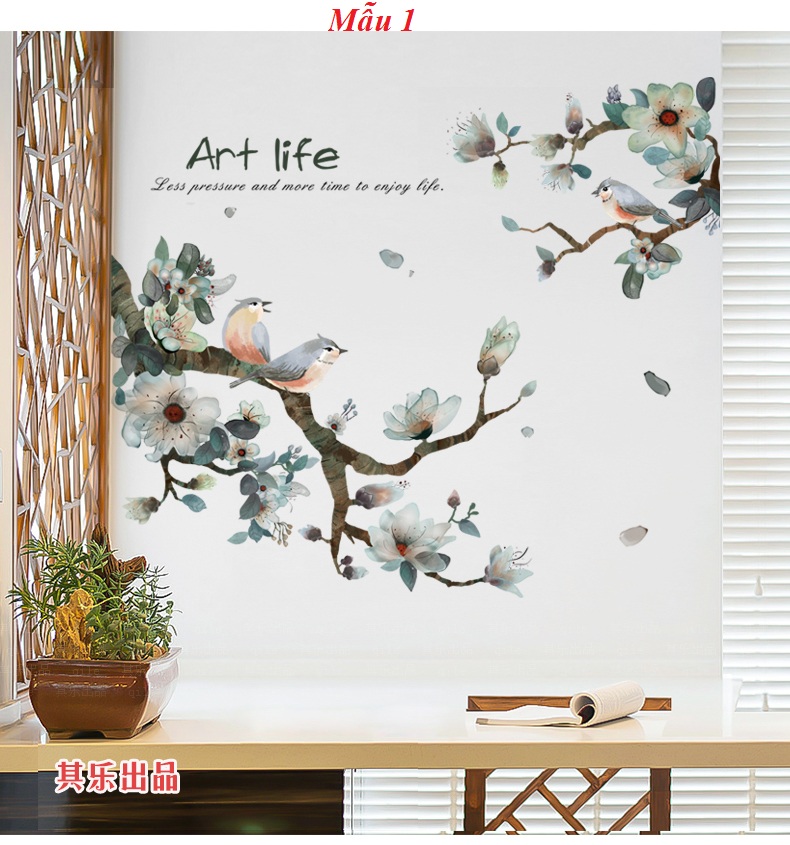 Decal dán tường - Hoa bay hữu tình