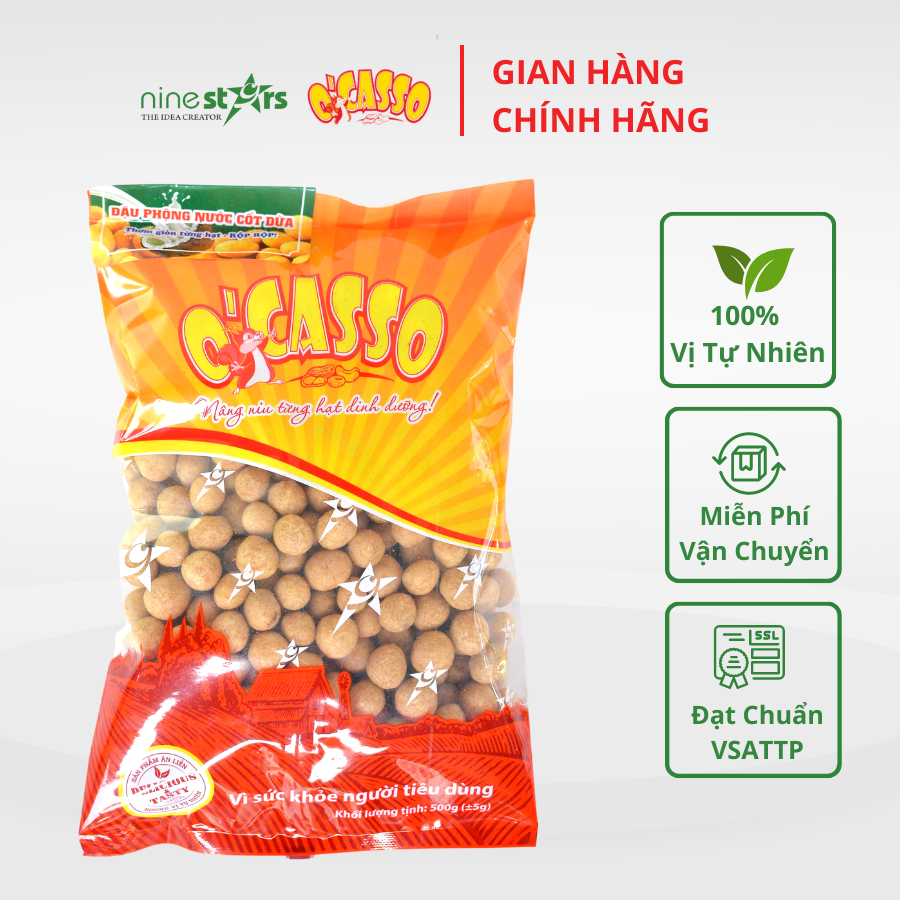 Đậu phộng nước cốt dừa  (đậu phộng da cá) O'Casso Gói 500g