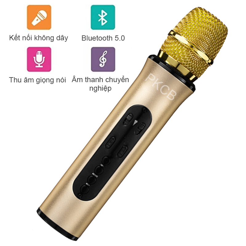 Mic Hát Nhạc Kiêm Loa Bluetooth Hát Karaoke Tại Nhà, Đi Du Lịch - Hàng Chính Hãng PKCB