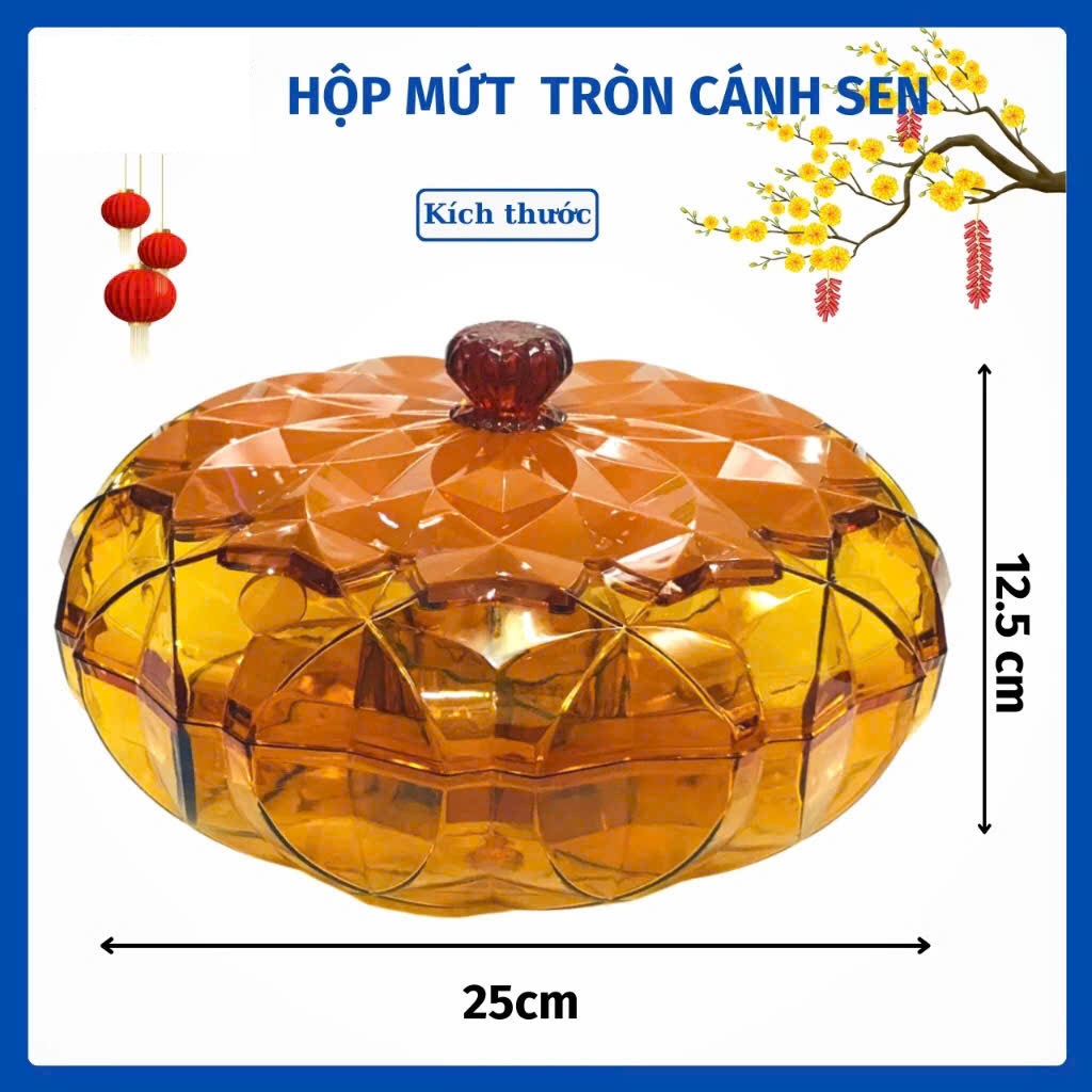 Hộp Đựng Bánh Mứt Tròn Cánh Sen 5 Ngăn Kiểu Dáng Sang Trọng Hàng VNCLC