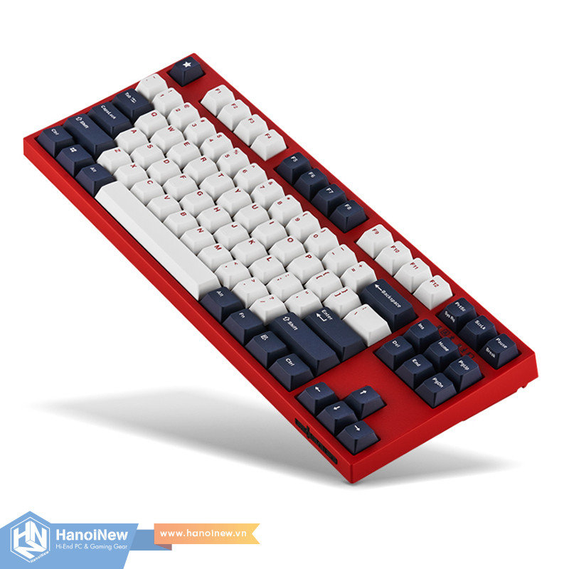 Bàn Phím Cơ Leopold FC750R PD BT White Navy Red Font Blue Star (Red Case) Bluetooth - Hàng chính hãng