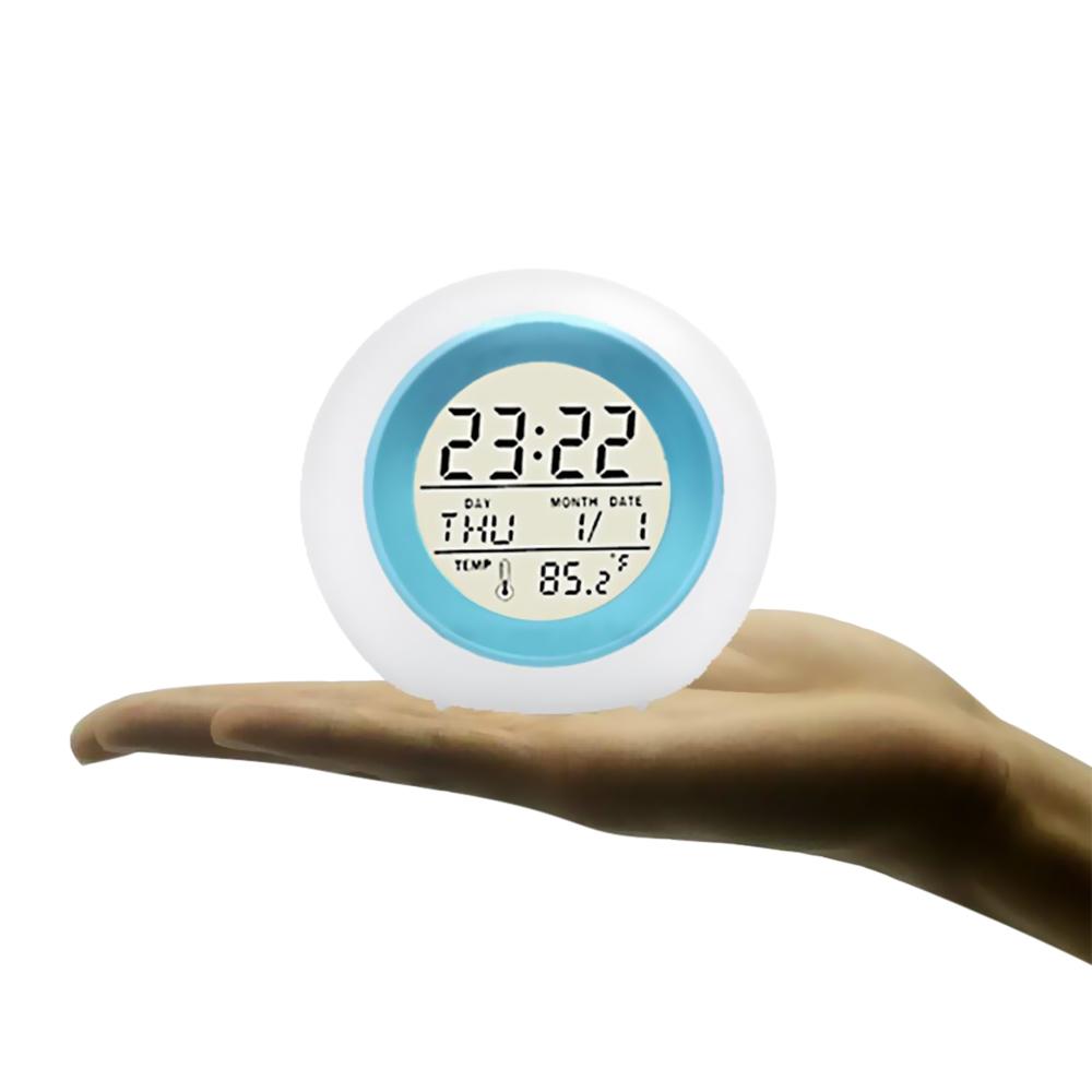 Multi-functional LED Table Alarm Clock 7 Colors Changing Digital Wake up Clock Touching Control Child Bedside Night