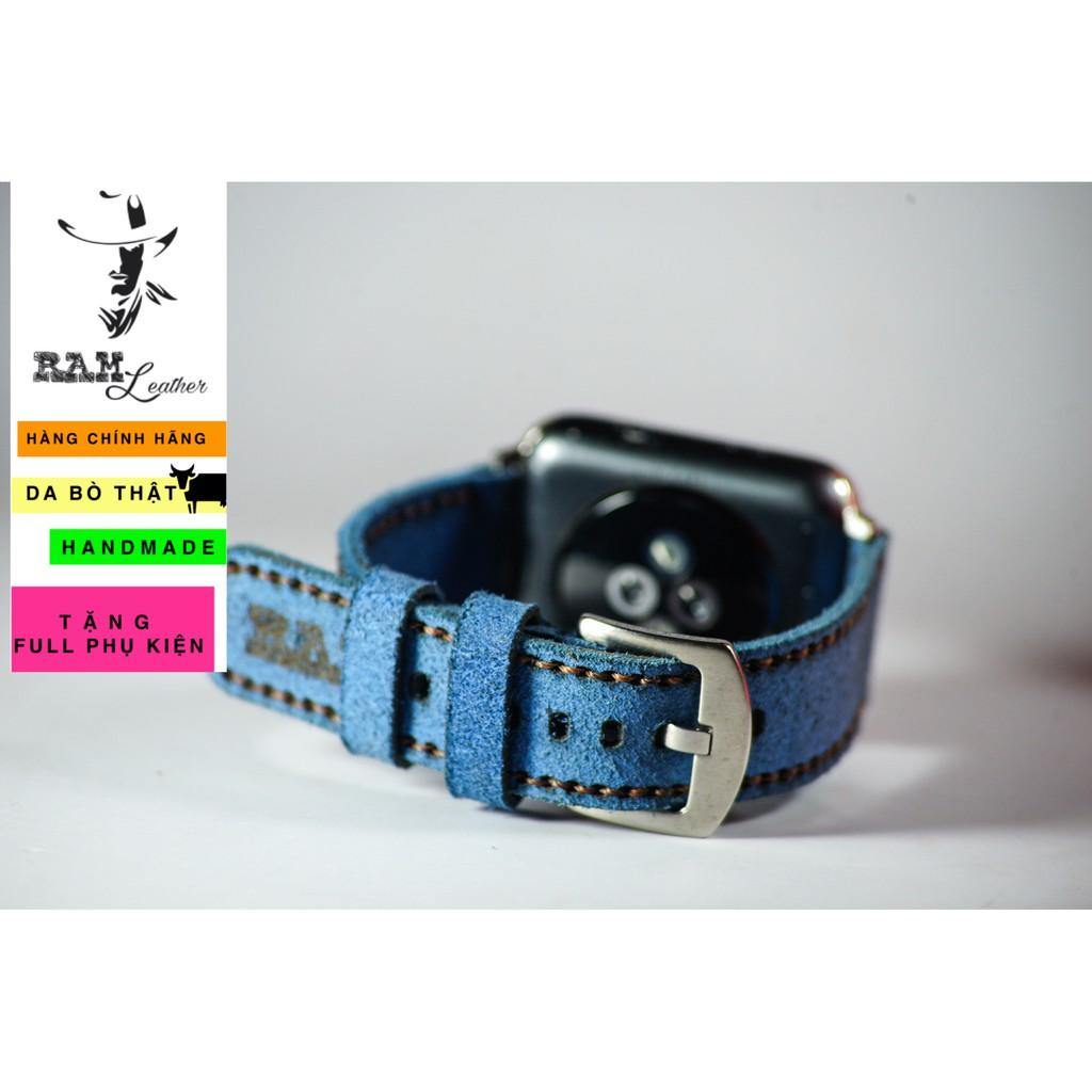 Dây đồng hồ RAM Leather cho apple watch da lộn xanh coban - RAM classic 1963