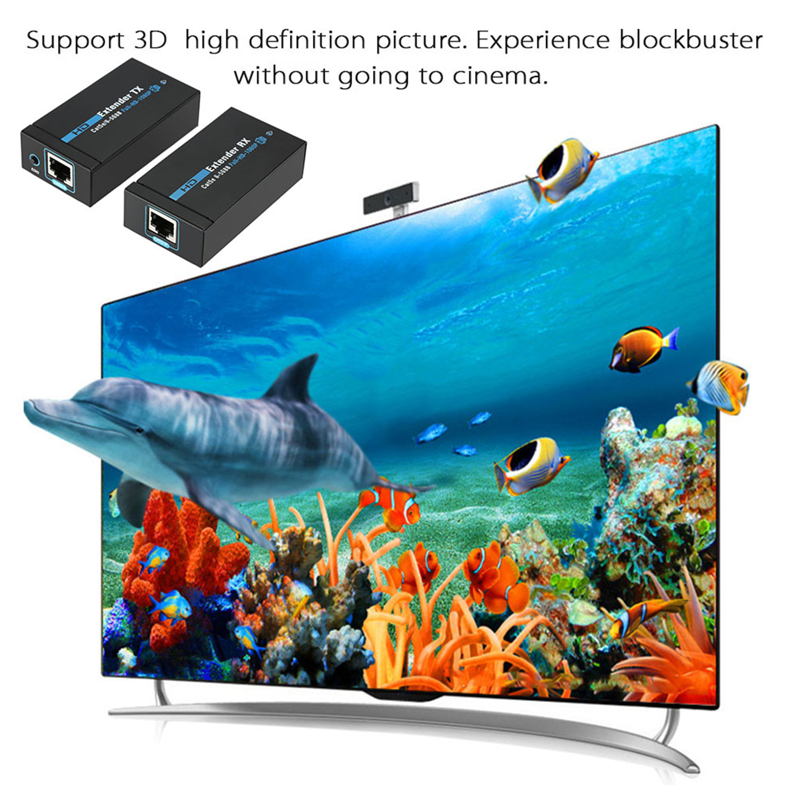 Bộ thu phát ANQ-E60 60M HD Extender 1080p 3D có bộ chuyển đổi Ethernet Cat 5e / 6 RJ45