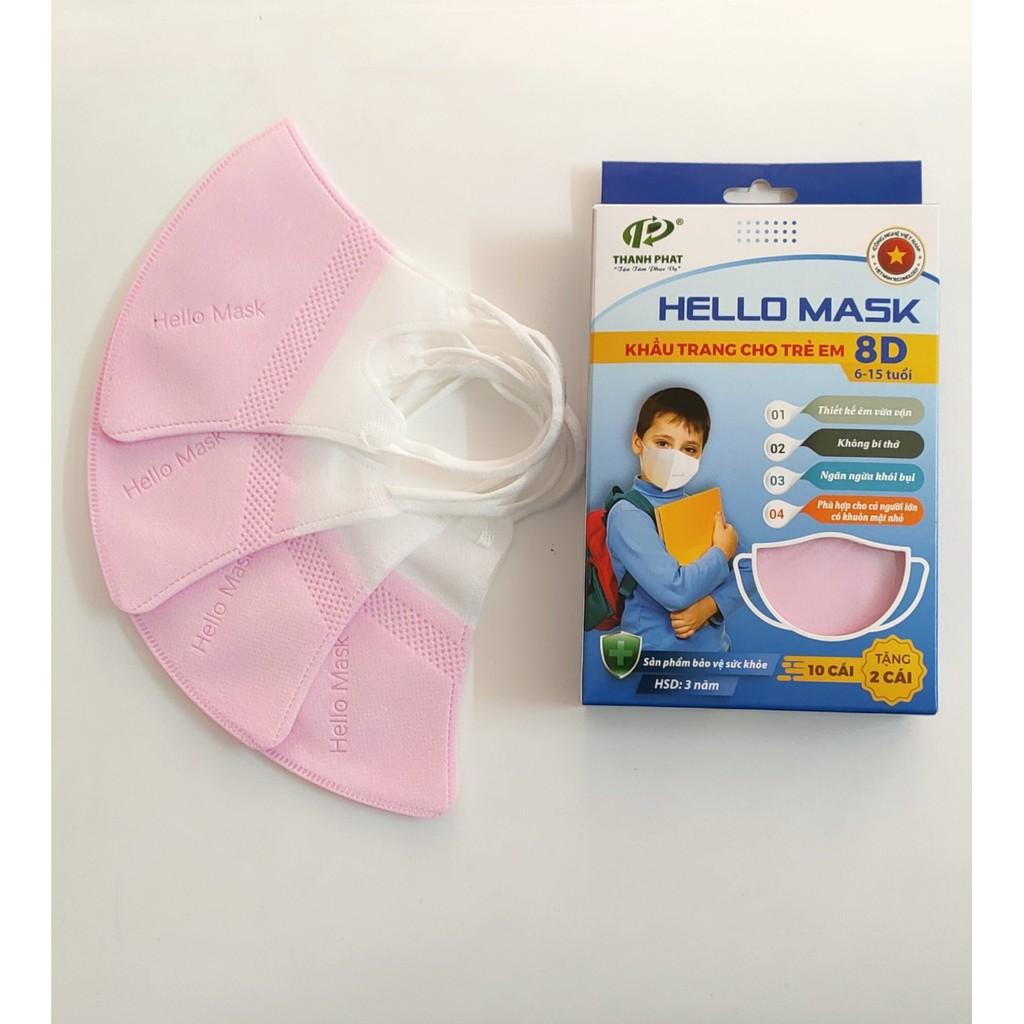 Khẩu trang 3D Hello Kids 4 lớp (Hộp 10 cái)