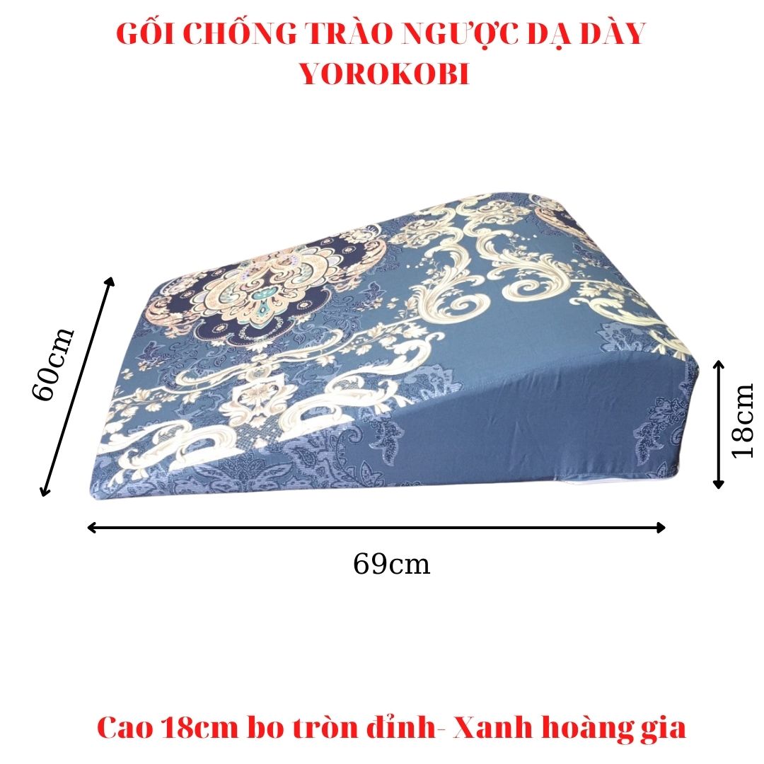 Gối chống trào ngược dạ dày người lớn YOROKOBI cải tiến chống trượt, KT 70x60x18cm bo tròn đỉnh gối chống trơn tụt, thư giãn cổ vai gáy, tiền đình