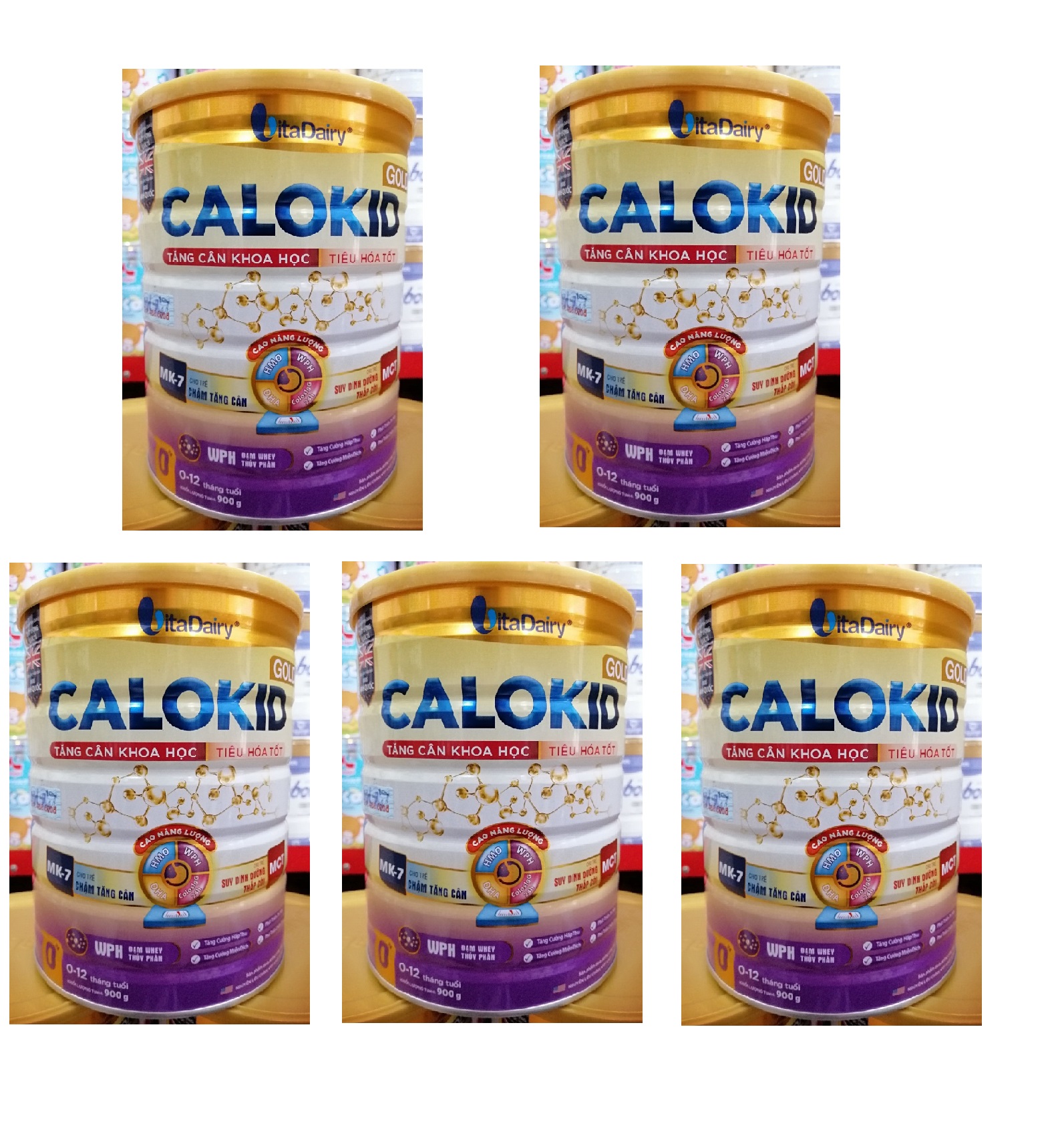 Combo 5 lon Sữa bột Calokid Gold 0+ lon 900g