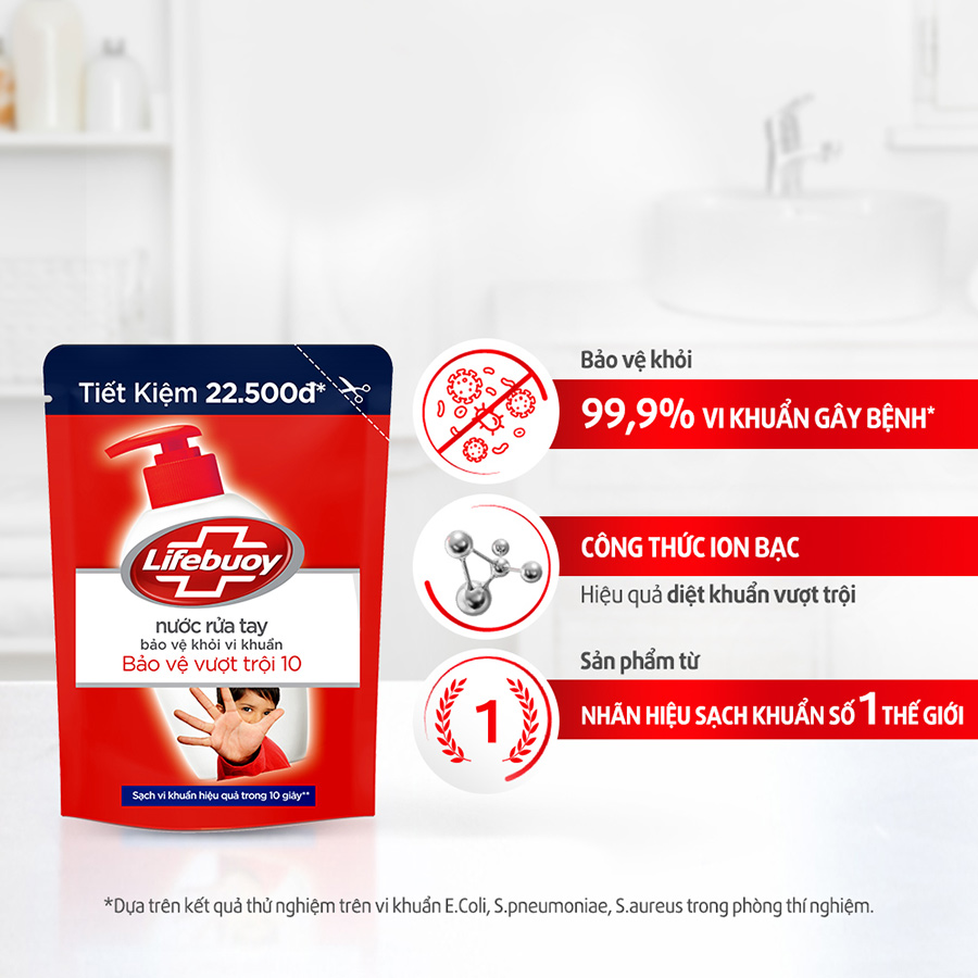 Combo 2 Nước rửa tay Lifebuoy bạc bảo vệ túi 400g