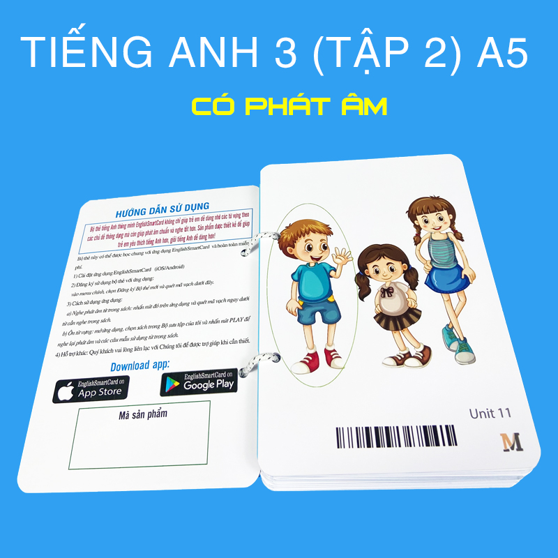 2 Bộ flashcard tiếng Anh 3 khổ lớn A5, có phát âm và hình ảnh sinh động