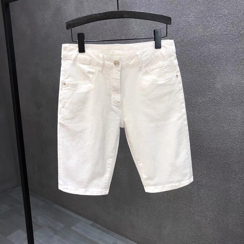 Quần short jean nam đen trơn short jean trắng trơn short jean rách xước