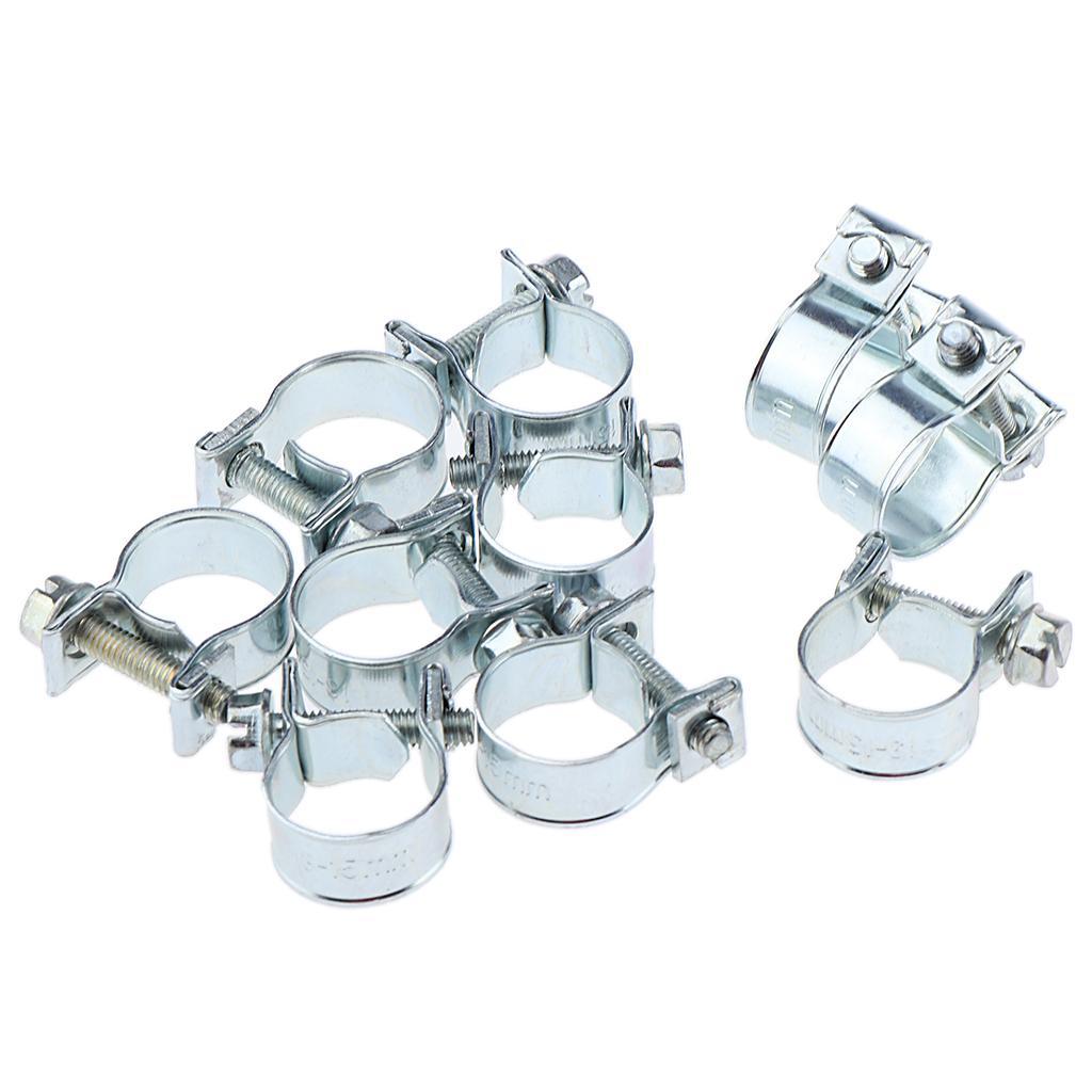 20 Pieces 20x Stainless Fuel Hose Clamps Adjustable Hose Clip For Silver