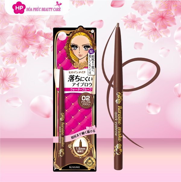 Bút Chì Sáp Kẻ Lông Mày, Không Lem Trôi, Lõi Siêu Mịn Kissme Heroine Make Quick Eyeliner Màu Nâu Tự Nhiên