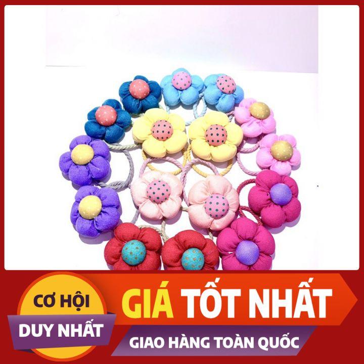 SET2 - DÂY BUỘC TÓC HÌNH HOA 3D BỌC VẢI XỊN XÒ - NUNAM SHOP
