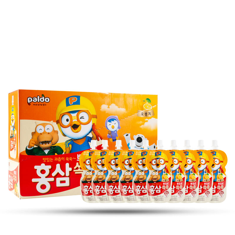 Nước Uống Hồng Sâm Vị Cam Pororo (100ml x 10 gói) + Tặng 01 Gói Nước Trái Cây Thạch Jele