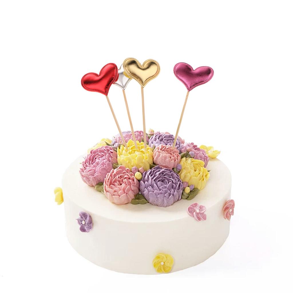 20 Pieces Toothpick Leather Heart Cupcake Picks Birthday Topper