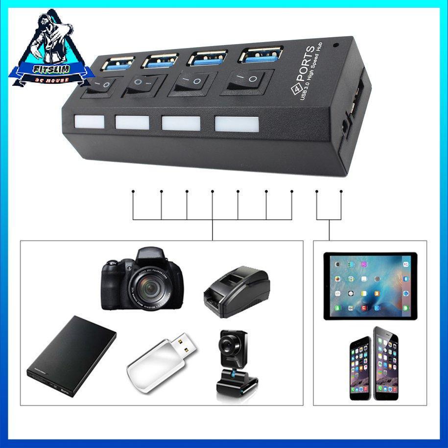 Trung tâm tốc độ cao USB 3.0 di động với bốn cổng riêng biệt nguồn điện