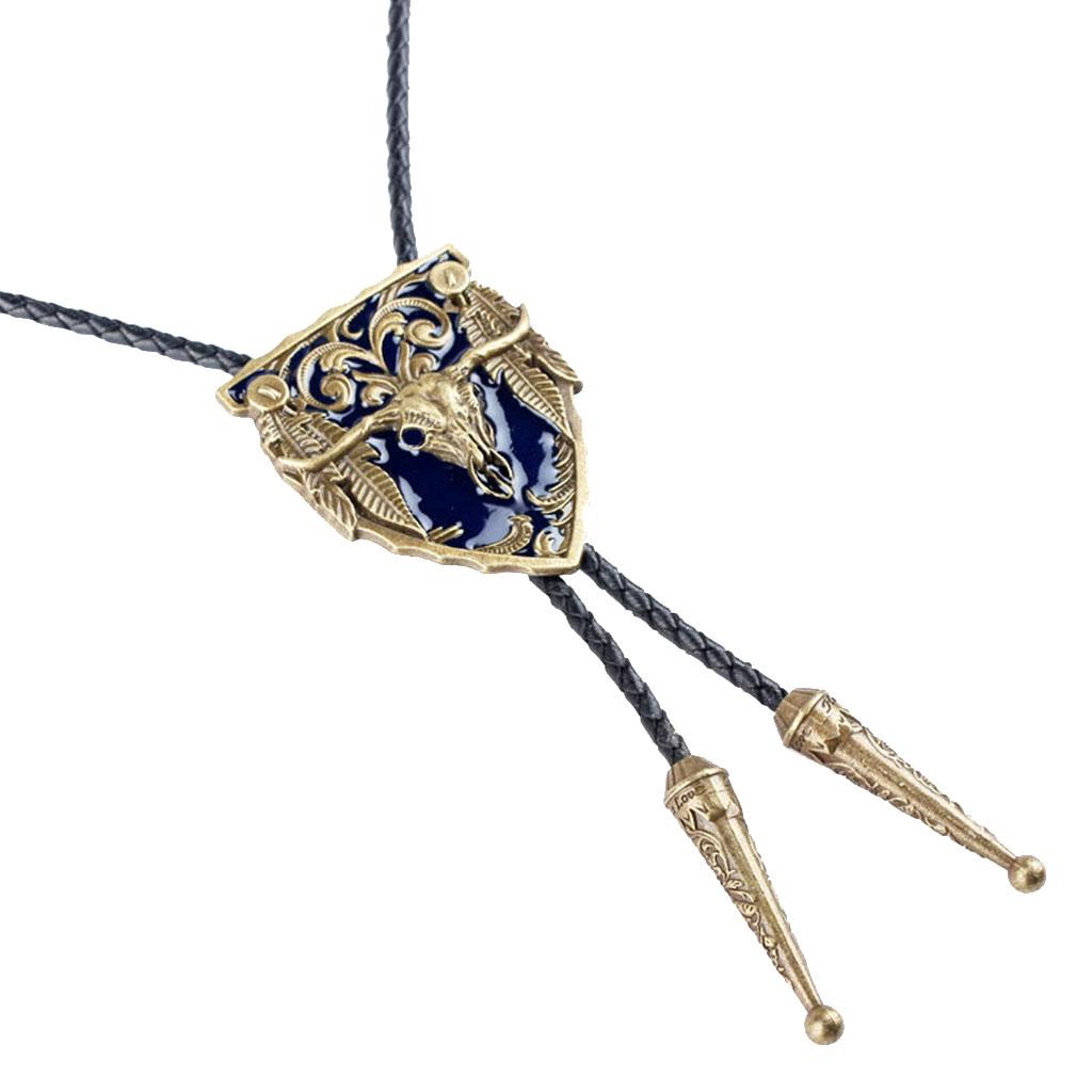 Men's Vintage Western Cowboy Rodeo Cow Bolo Tie Bola Pendant Necklace