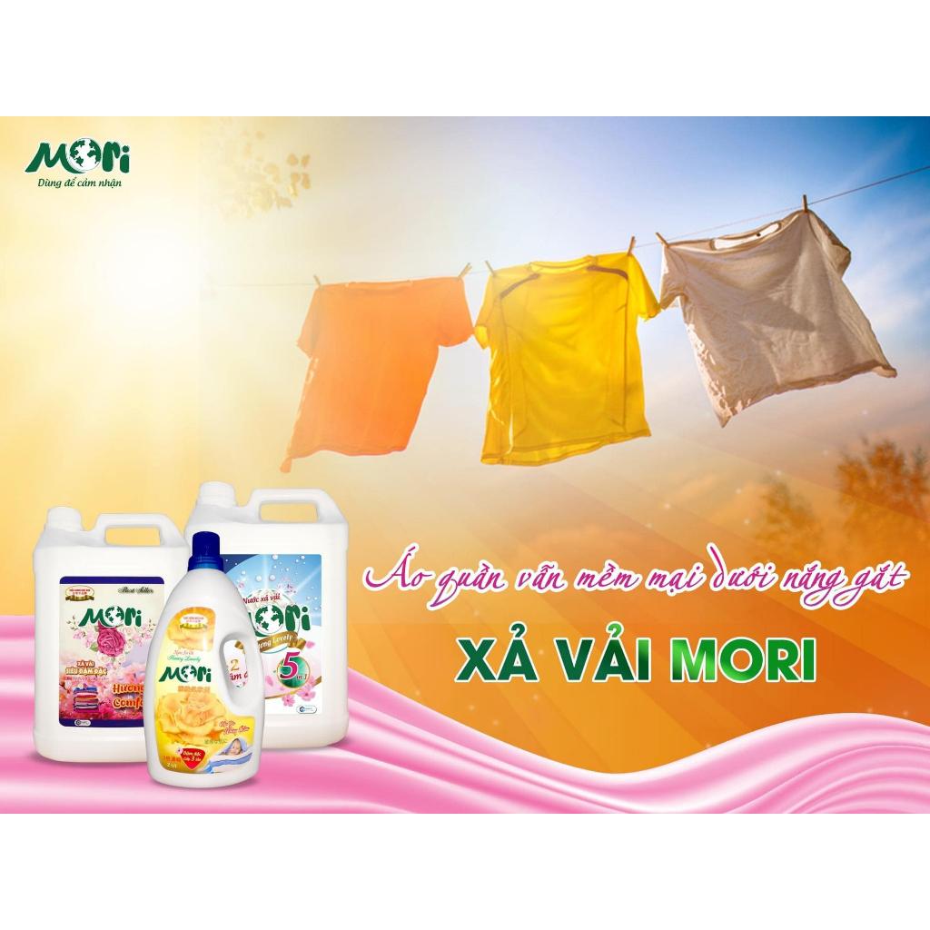 COMBO SIÊU TIẾT KIỆM Nước Giặt Mori Hương Lovely Can 4.75kg Và Nước Xả Vải Hương Lovely Can 5l