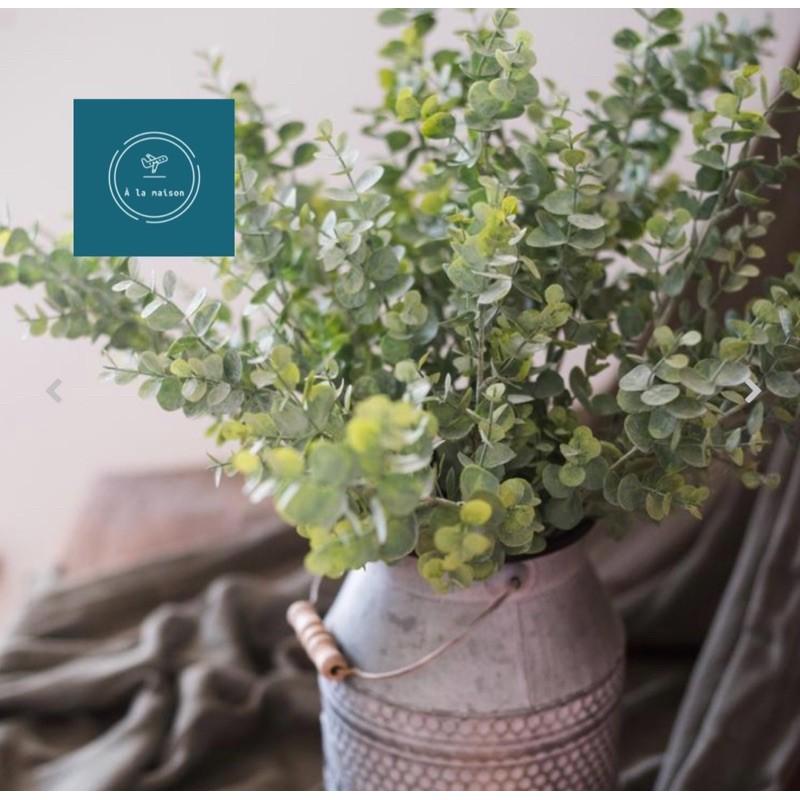 Cành lá khuynh diệp nhân tạo cao cấp 68cm nhiều nhánh lá, lá giả lá decor trang trí sang trọng